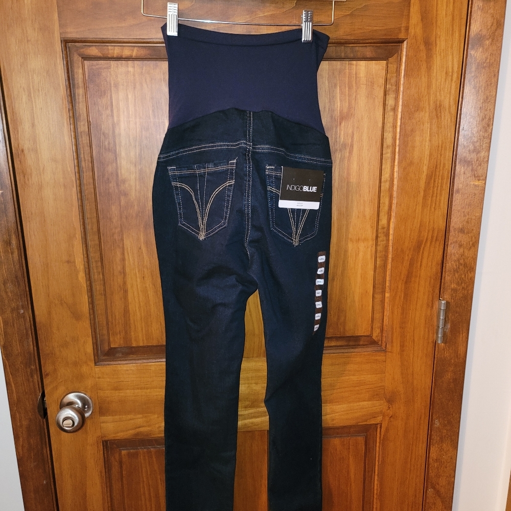 NWT Maternity IndigoBlue Dark Denim Jeans, Skinny Legs, Size XS, Jeggings 3 pock